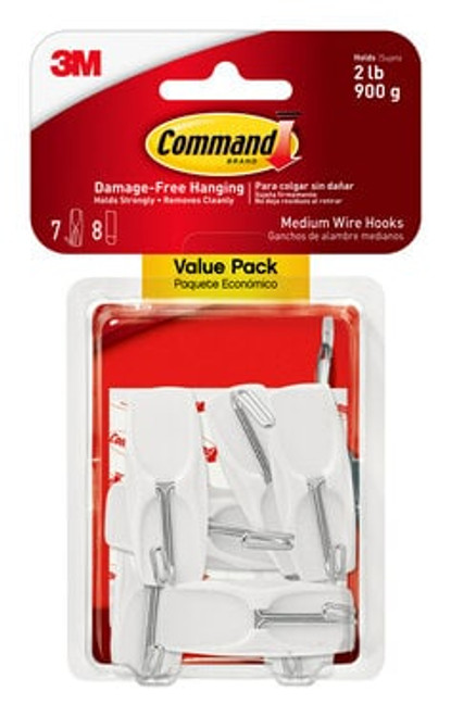 Command™ Medium Wire Hook Value Pack 17065-7ES, 7 Hooks, 8 Medium Strips
