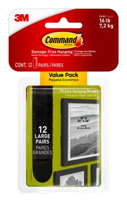 Command™ Large Black Picture Hanging Strips Value Pack 17206BLK-12ES