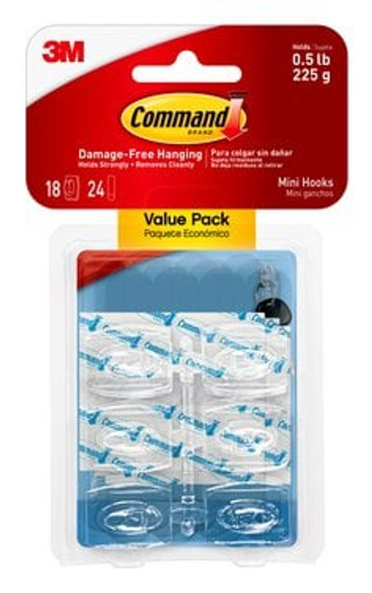 Command™ Mini Clear Hooks 17006CLR-18ES