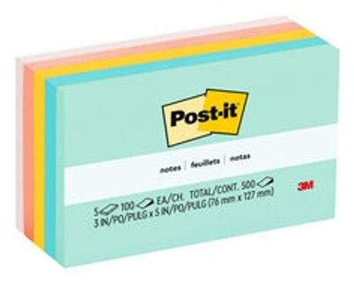 Post-it® Notes 655-AST, 3 in x 5 in (76 mm x 127 mm), Beachside Cafe Collection