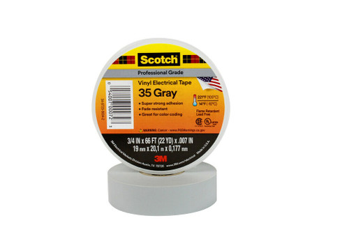 7100123698 Scotch Vinyl Color Coding Electrical Tape 35, Gray, Configurable