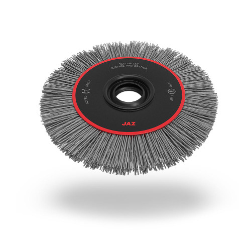 JAZ 21371 4" Abrasive Nylon Wheel, 120 Grit Silicon Carbide, 5/16" FW, 1/2" - 1-3/16" A.H., Display Package