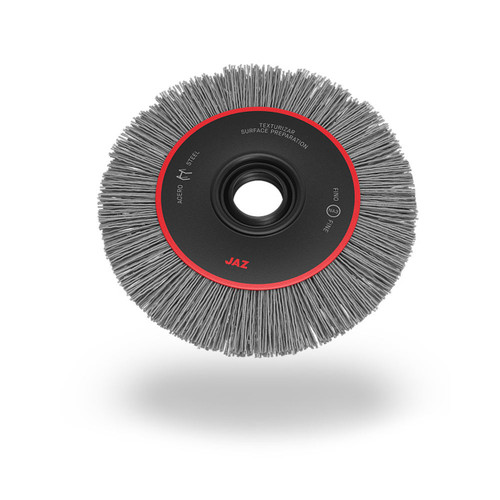 JAZ 21372 4" Abrasive Nylon Wheel, 320 Grit Silicon Carbide, 5/16" FW, 1/2" - 1-3/16" A.H., Display Package