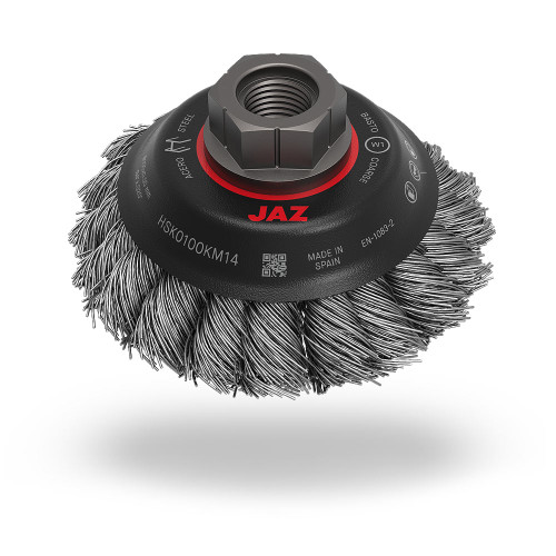JAZ 74182 4-1/2" Knot Wire Saucer Cup Brush, .020" 302 Stainless Steel, 5/8"-11 Thread, Individual Package