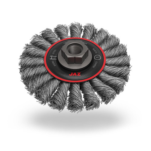 JAZ 78082B 4-1/2" Standard Twist Knot Wire Wheel, 20 Knots, .020" 302 Stainless Steel, 5/8"-11 Thread, Bulk Package