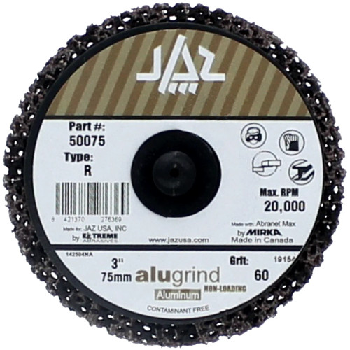 JAZ 50065 ALUGRIND Type 27 Mini Flap Disc 3" x Type R, 40 Grit AMX, Bulk Package