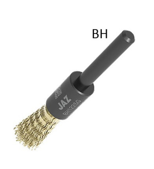 JAZ 18180 1/2" Crimped Wire End Brush, .020" 302 Stainless Steel, 1" Trim Length, 1/4" Shank, Bulk Package