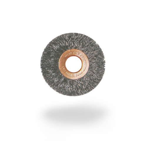 JAZ 01321 1" Small Crimped Wire Wheel, .006" Steel, 1/4" A.H., Bulk Package