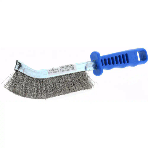 JAZ 85130 Hand Wire Scratch Brush, Plastic Handle, 5/8" Face, .012" Stainless Steel, POP Display Box