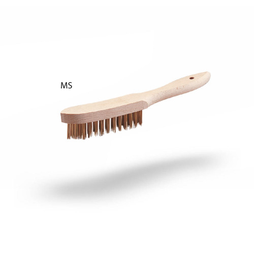 JAZ 80440 Wooden Shoe Handle Scratch Brush, .012" 302 Stainless Steel, 4 x 16 Rows, Bulk Package