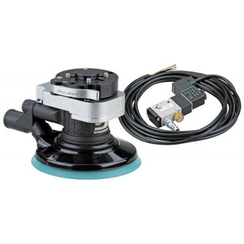 Dynabrade 56863BK 6" (152 mm) Dia. Central Vacuum Dynorbital Supreme Random Orbital Sander .28 hp, 12,000 RPM, 3/32" (2 mm) Dia. Orbit, Rear Exhaust Robotic Kit with Millibar Assembly