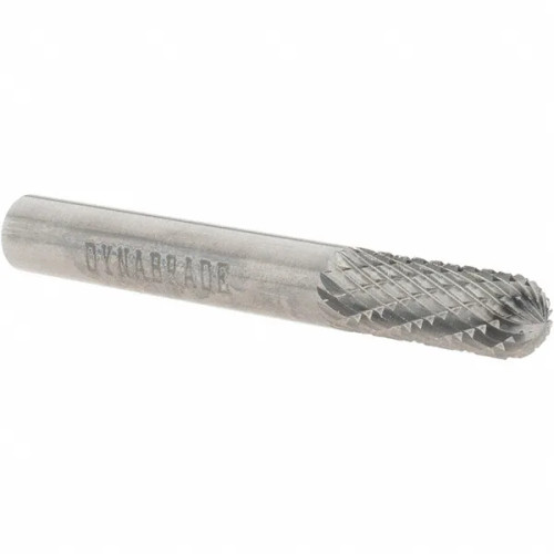 Dynabrade 93332 Carbide Burr, 1/4" (6 mm) Dia., SC-1 D/C Burr, Cylinder-Radiused End, 5/8" Flute L, 1/4" Shank