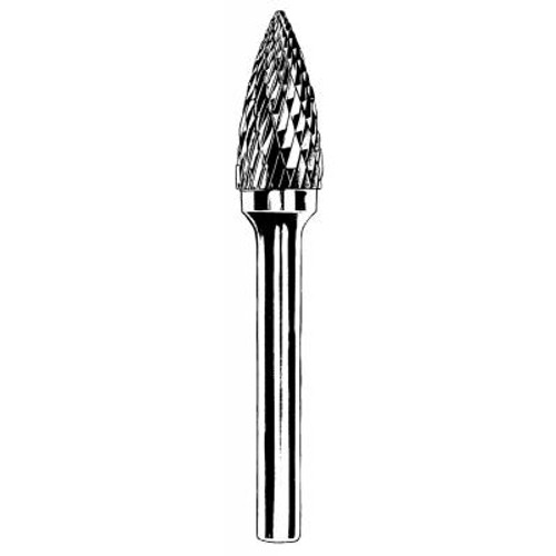 Dynabrade 93345 Carbide Burr, 1/8" (3 mm) Dia., SG-44 D/C Burr, Tree-Radiused End, 1/2" Flute L, 1/8" Shank