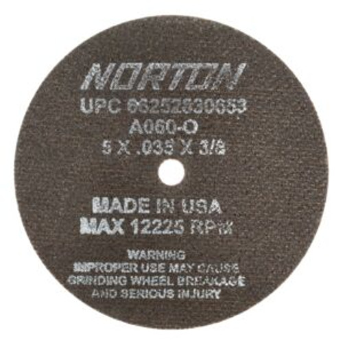 Norton 66252830653 5 x .035 x 3/8 In. OBNA2 Reinf Toolroom Cut-Off Wheel A 60 O T01/41