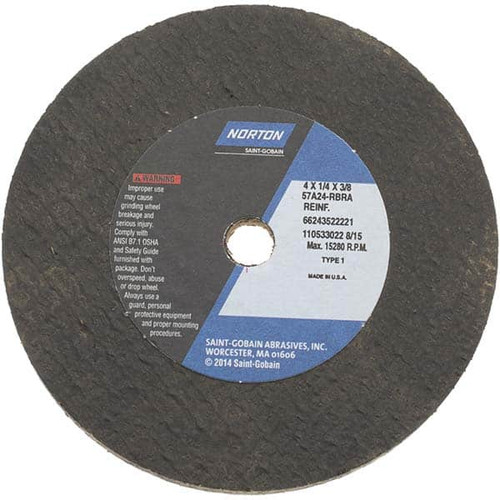 Norton 66243522221 4 x 1/4 x 3/8 In. Gemini Snagging Wheel 57A 24 R BRA T01