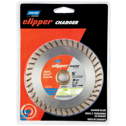 Norton 70184682853 5 In. x 0.080 In. x 7/8 In.-5/8 In.-20 mm Clipper Charger Turbo Rim Portable Blade