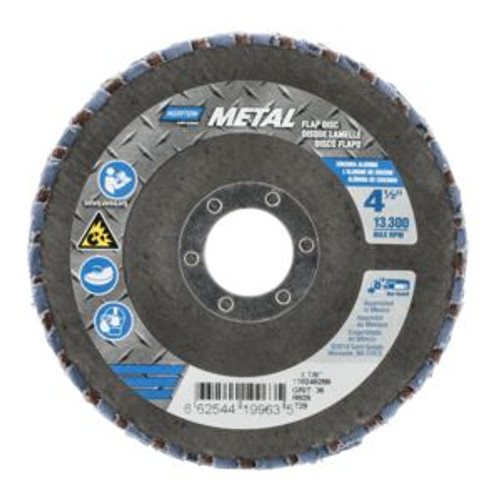 Norton 66254419963 4-1/2 x 7/8 In. Metal Fiberglass Conical Flap Disc T29 P36 Grit R828 ZA