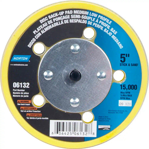 Norton 63642506132 5 x 5/16 - 24 In. M-Den 5 Hole Low Profile PSA Back-up Pad for DA/RO Sanders