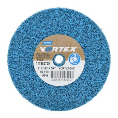 Norton 66261132902 3 x 1/8 x 1/4 In. Vortex Rapid Blend Non-Woven Wheel 5Den AO C Grit