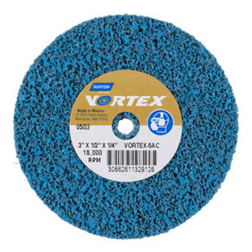 Norton 66261132912 3 x 1/2 x 1/4 In. Vortex Rapid Blend Non-Woven Wheel 5Den AO C Grit