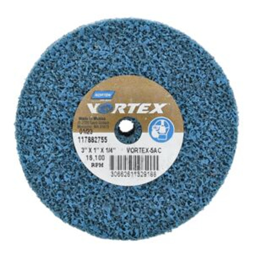 Norton 66261132918 3 x 1 x 1/4 In. Vortex Rapid Blend Non-Woven Wheel 5Den AO C Grit