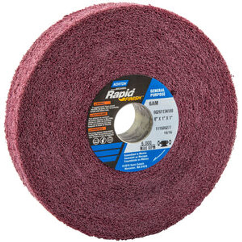 Norton 66261134180 6 x 1 x 1 In. Bear-Tex Rapid Finish Clean Bond Non-Woven Wheel 6Den AO M Grit