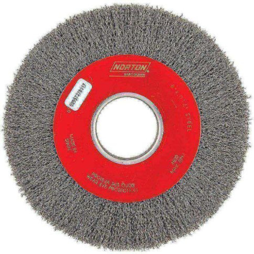 Norton 69957370117 8 x 0.014 x 1/2-2 x 1-5/8 x 3/4 In. BlueFire CS Crimped Wire Bench Wheel Brush