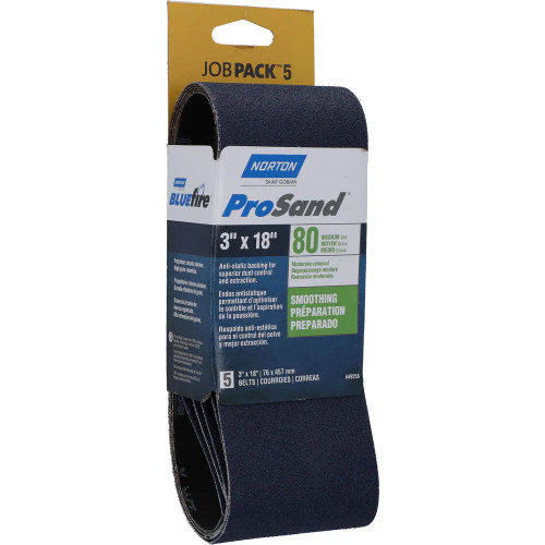 Norton 07660749258 3 x 18 In. ProSand Cloth Portable Belt 80 Grit R831 ZA