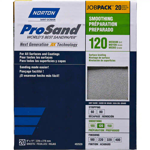 Norton 07660768172 9 x 11 In. ProSand Paper Sheet P120 Grit A259PS AO