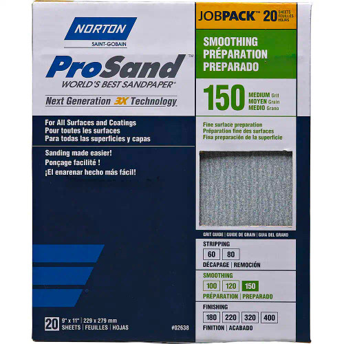Norton 07660768171 9 x 11 In. ProSand Paper Sheet P150 Grit A259PS AO