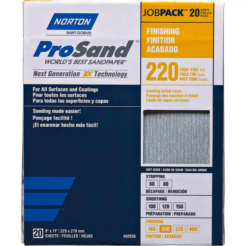 Norton 07660768167 9 x 11 In. ProSand Paper Sheet P220 Grit A259PS AO