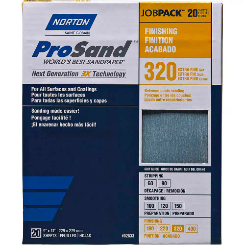 Norton 07660768166 9 x 11 In. ProSand Paper Sheet P320 Grit A259PS AO