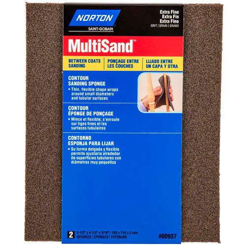 Norton 07660700937 4-1/2 x 5-1/2 x 3/16 In. MultiSand Contour Sanding Sponge AO XF Grit