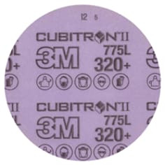3M Cubitron II Hookit Film Disc 775L, 320+ 3MIL, 3" x NH, Die 300V, 50 per carton, 250 per case