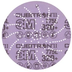 3M Xtract Cubitron II Film Disc 775L, 320+ 3MIL, 5", Die 500LG, 50 per carton, 250 per case
