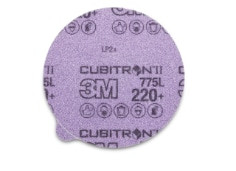 3M Cubitron II Stikit Film Disc 775L, 220+ 3MIL, 6" x NH, Linered w/Tab, Die 600Z, 50 per carton, 250 per case