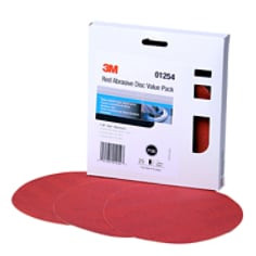 3M Red Abrasive Stikit Disc Value Pack, 01254, 6", P180 grade, 25 discs per carton, 4 cartons per case