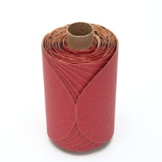 3M Red Abrasive PSA Disc, 01607, 5", P150, 100 discs per roll, 6 rolls per case