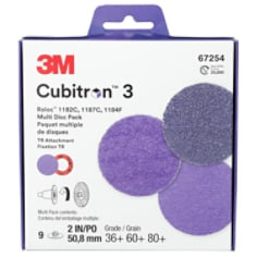 3M Cubitron 3 Roloc Multi-Disc Pack, 67254, Multi-Grade, TR, 2", 10 per case