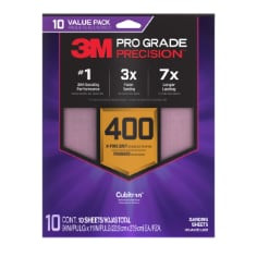 3M Pro Grade Precision Faster Sanding Sheets w/ NO-SLIP GRIP Backing SHR400-PGP-10T, 9" x 11", 400 Gr, 10 Sht per pack