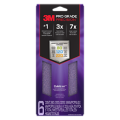 3M Pro Grade Precision Sanding Sheets w/ NO-SLIP GRIP Backing SHTRASST-PGP6T, 3 2/3" x 9", ASST Gr, 6 Shts per pack