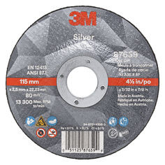3M Silver Cut-Off Wheel, 87659, 36+, T27, 4.5" x 3/32" x 7/8", 50 per case