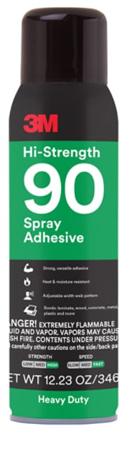 3M Hi-Strength Spray Adhesive 90, Clear, 16 fl oz Can (Net Wt 12.23 oz), 1 per case, Sample, NOT FOR SALe CA AND OTHER STATES