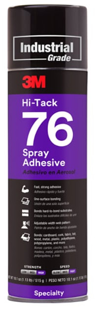 3M Hi-Tack Spray Adhesive 76, Clear, 24 fl oz Can (Net Wt 18.1 oz), 12 per case, NOT FOR SALe CA AND OTHER STATES