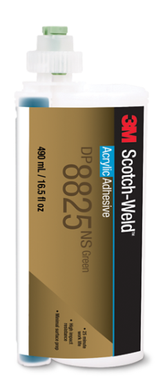 3M Scotch-Weld Low Odor Acrylic Adhesive DP8825NS, Green, 490 mL Duo-Pak, 6 per case