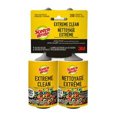Scotch-Brite Extreme Clean Lint Roller Twin Pack 830RS-100TP, 4.0" x 54.9 ft (10.1 cm x 16.7 m), 4/2
