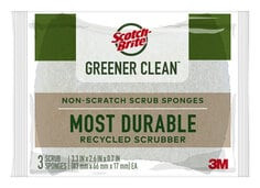 Scotch-Brite Greener Clean Non-Scratch Scrub Sponge 97033-UG, 3.3" x 2.6" x 0.7" (83 mm x 66 mm x 17 mm), 8/3