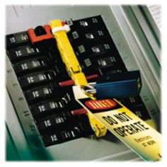 3M PanelSafe Lockout System PS-0712, 3/4-in Spacing, 12 Slots, safeguards your electrical machines and lighting and equipment