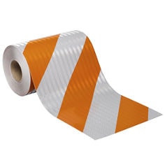 3M Flexible Prismatic Reflective Barricade Sheeting 3334R Orange/White, 4" stripe/right, 7.875" x 100 yd