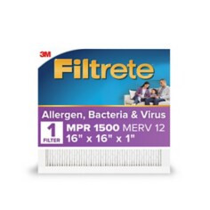 Filtrete High Performance Air Filter 1500 MPR 2016DC-4, 16" x 16" x 1" (40.6 cm x 40.6 cm x 2.5 cm)